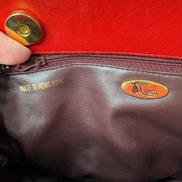 80s 90s Vintage Aspects Red Snakeskin Leather Crossbody Bag - Picture 11 of 11